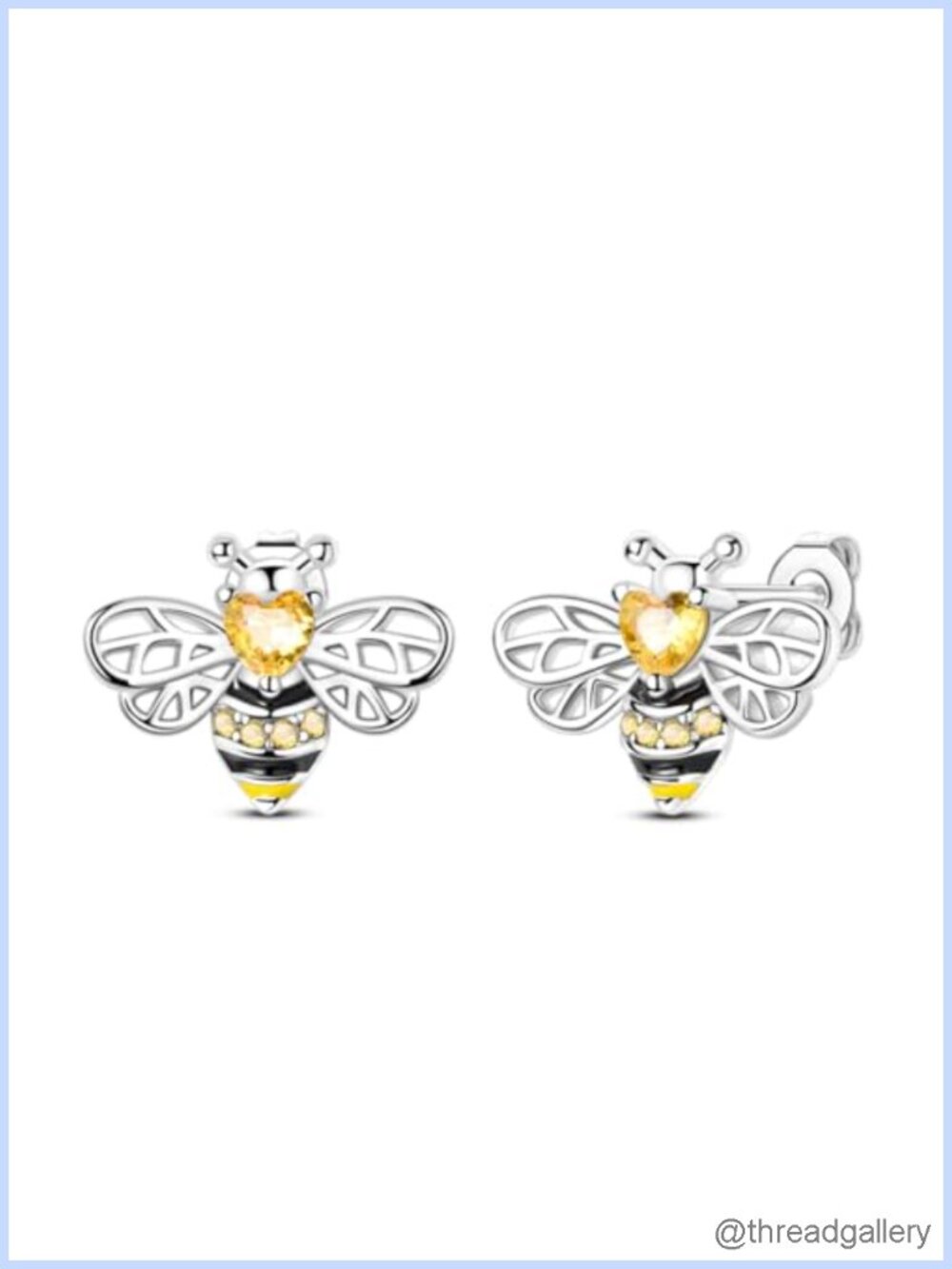 925 Sterling Silver Bumblebee Stud Earrings 14k Gold Plated CZ Hypoallergenic